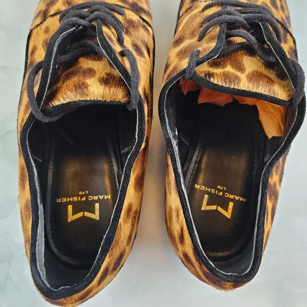 Marc‎ Fisher Ltd. Women's Finna Pointed Toe Derby, leopard print, size 7.5